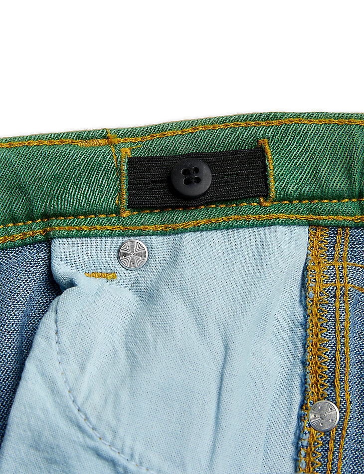 Mini Rodini x Wrangler Two-Tone Denim Straight Jeans in Blue alternative view 5