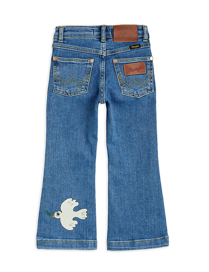 Mini Rodini x Wrangler Peace Dove Denim Flared Jeans in Blue alternative view 2