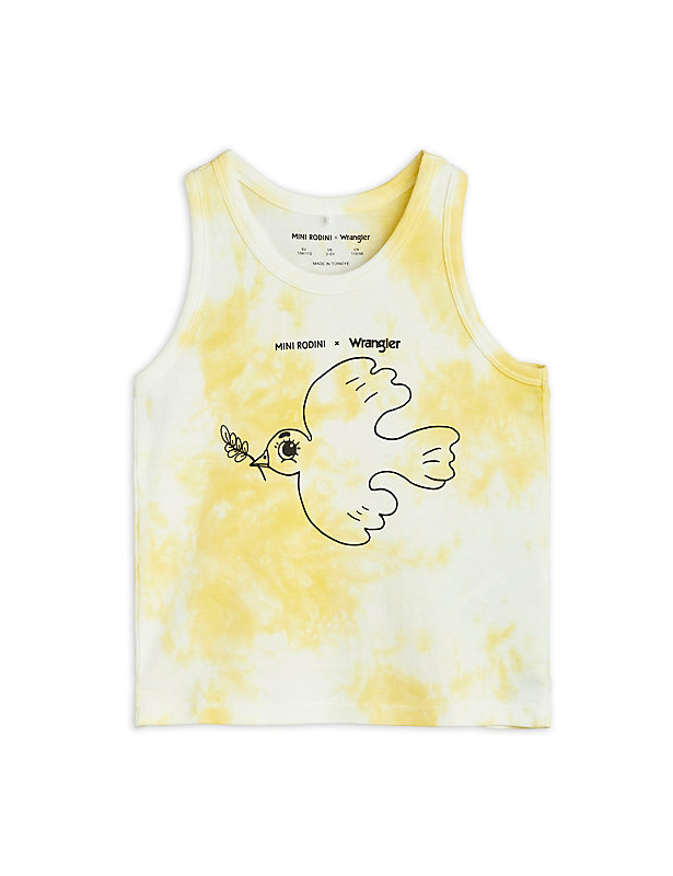 Mini Rodini x Wrangler Peace Dove Tie Dye Tank in Yellow