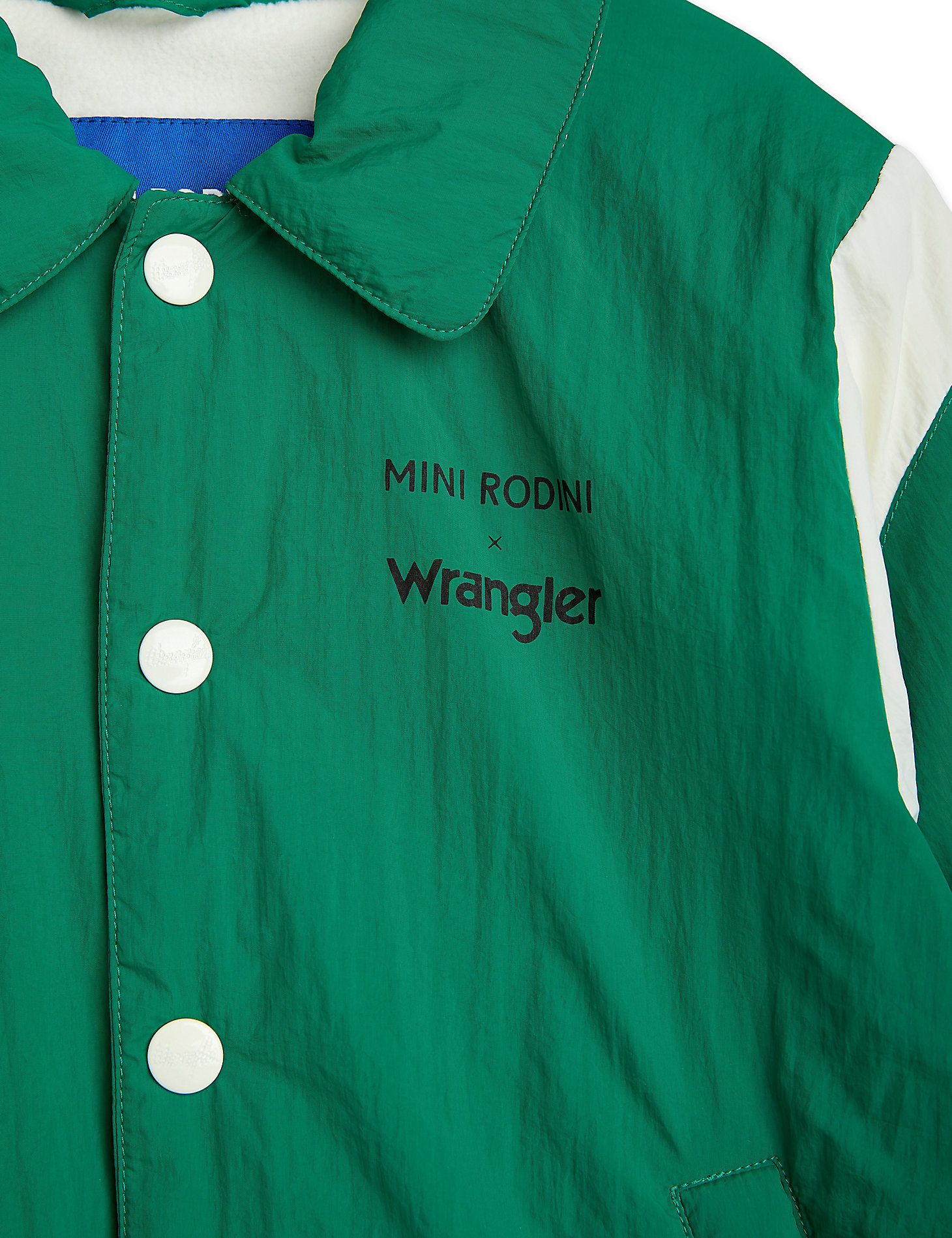 Mini Rodini x Wrangler Peace Dove Lined Coach Jacket in Green alternative view 2