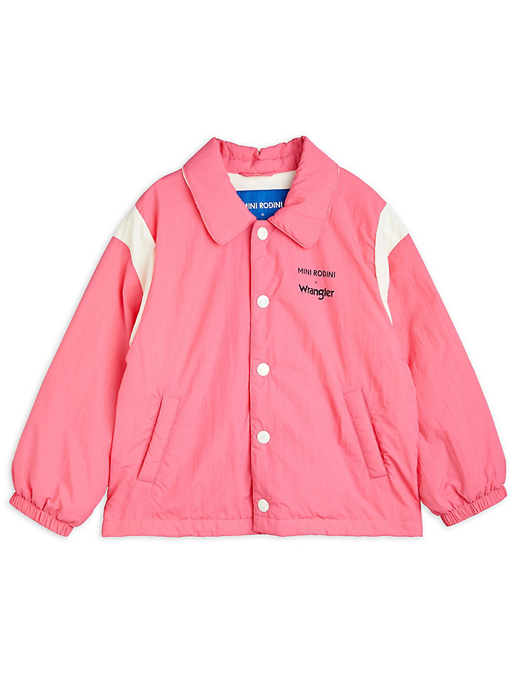 Mini Rodini x Wrangler Peace Dove Lined Coach Jacket in Pink alternative view