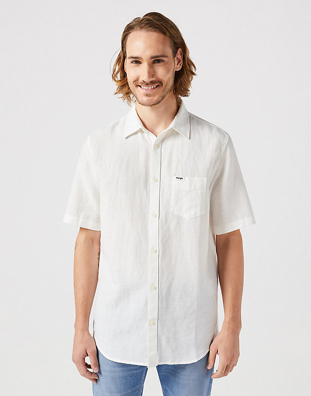 Short Sleeve 1 Pocket Shirt in Worn White