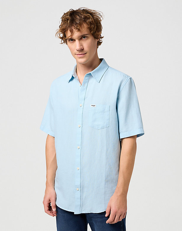 Short Sleeve 1 Pocket Shirt in Dream Blue