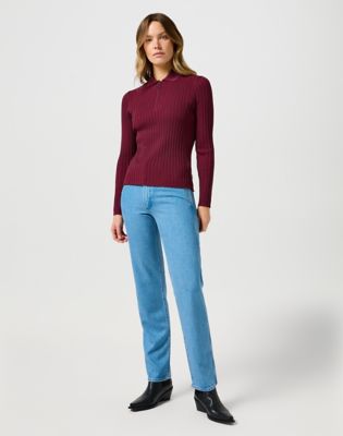 Rib Knit Polo in Plum Caspia alternative view