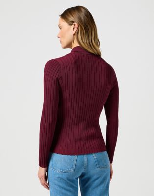 Rib Knit Polo in Plum Caspia alternative view 2