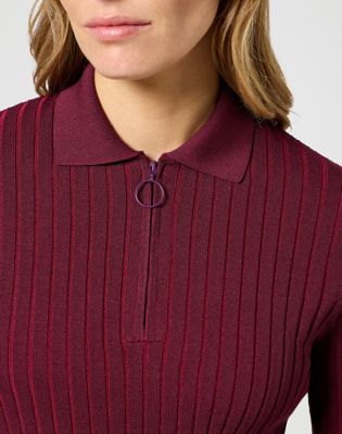 Rib Knit Polo in Plum Caspia alternative view 4