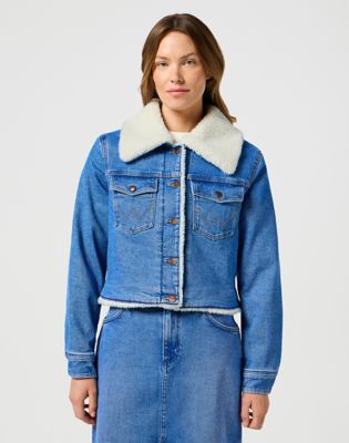 Denim sherpa jacket women's hotsell