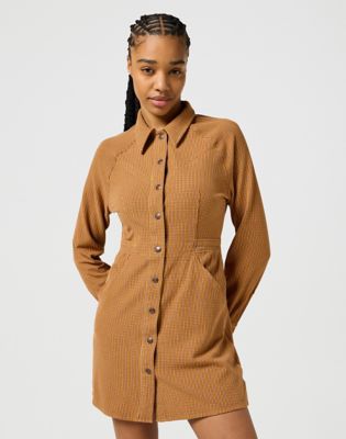 Slim Long Sleeve Dress in Madder Brown main view