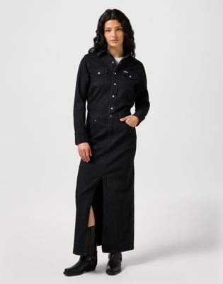 Denim Match Up Dress in Black alternative view 4