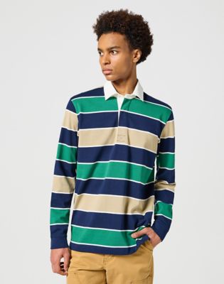 Long sleeve striped rugby shirt on sale