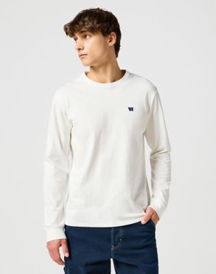 Long Sleeve Sign Off Tee in Worn White Men Wrangler