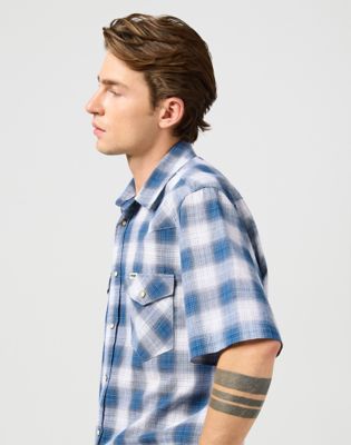 Short Sleeve Western Shirt in Blue Shadow alternative view 3