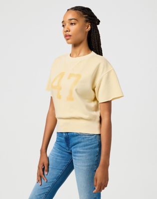 Short Sleeve Sweatshirt in Banana Crepe alternative view 3
