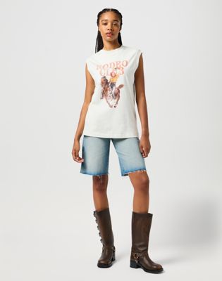 Graphic Muscle Tank in Vintage White alternative view 3