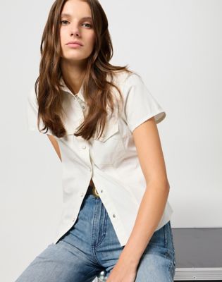 Slim Shrunken Shirt in Vintage White alternative view 5