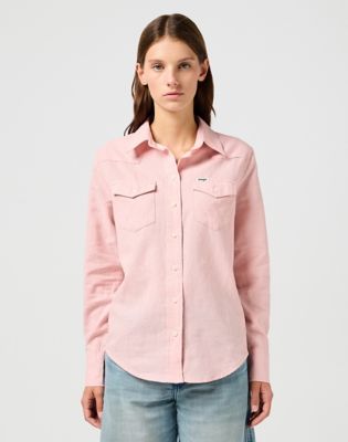 Western Shirt in Silver Pink