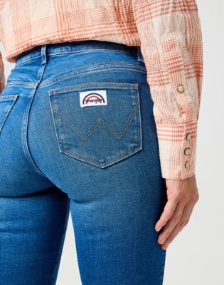 Flare Jeans in Solid Blue alternative view 2