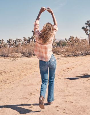 Flare Jeans in Solid Blue alternative view 5