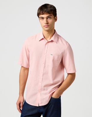 Short Sleeve 1 Pocket Shirt in Silver Pink