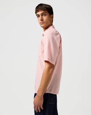 Short Sleeve 1 Pocket Shirt in Silver Pink alternative view 3
