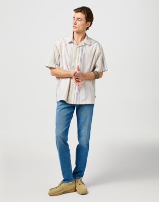 Short Sleeve W Resort Shirt in Natural Stripe alternative view 2
