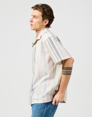 Short Sleeve W Resort Shirt in Natural Stripe alternative view 3