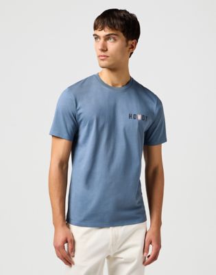 Small Graphic Tee in Dusty Blue
