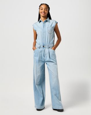 Trouser Jumpsuit in Pale Blue Wash main view