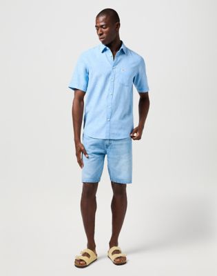 Short Sleeve 1 Pocket Shirt in Pacific Blue alternative view 3