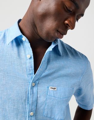 Short Sleeve 1 Pocket Shirt in Pacific Blue alternative view 4