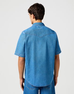 Short Sleeve Western Shirt in Mid Wash alternative view