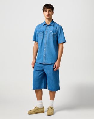 Short Sleeve Western Shirt in Mid Wash alternative view 2