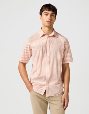 Regular Short Sleeve Shirt in Flamingo Stripe main view
