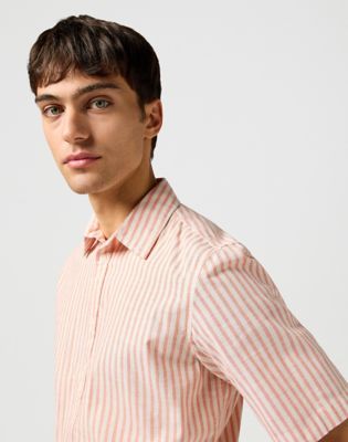 Regular Short Sleeve Shirt in Flamingo Stripe alternative view 3