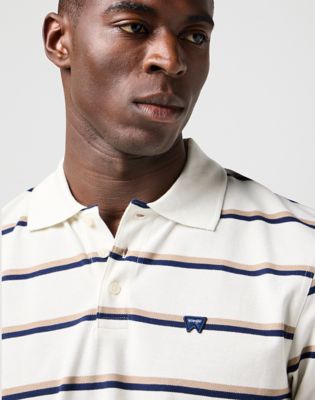 Stripe Polo Shirt in White alternative view 4