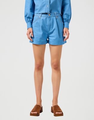 Loose Pleated Short in Cotton Candy Blue alternative view 2