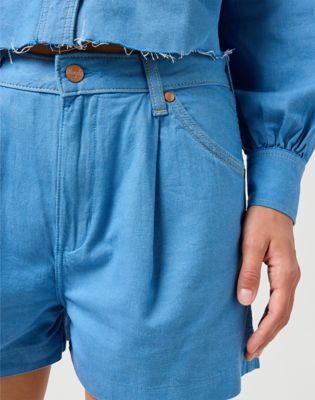 Loose Pleated Short in Cotton Candy Blue alternative view 5
