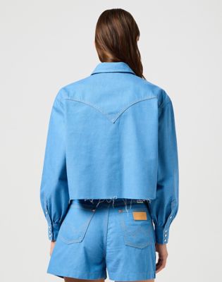 Cropped Cut Off Shirt in Cotton Candy Blue alternative view 2