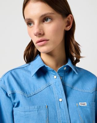 Cropped Cut Off Shirt in Cotton Candy Blue alternative view 4