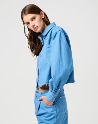 Cropped Cut Off Shirt in Cotton Candy Blue alternative view 5