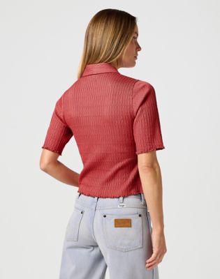 Slim Smocked Shirt in Mineral Red alternative view