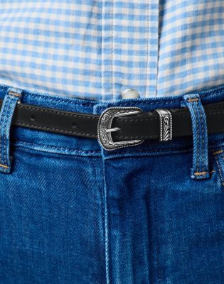 Thin Western Belt in Black alternative view 2