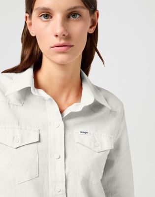 Slim Western Shirt in Vintage White alternative view 4