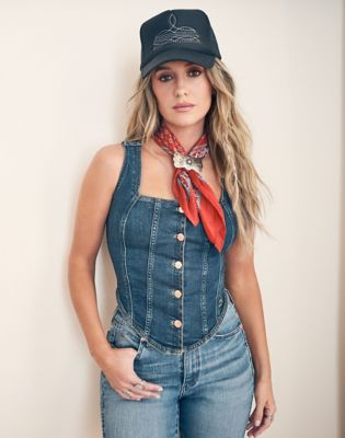 Wrangler x Lainey Wilson Pony Up Bustier Top in Boho Wash