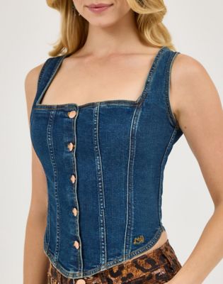 Wrangler x Lainey Wilson Pony Up Bustier Top in Boho Wash