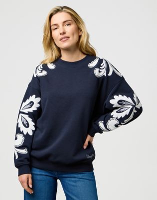 Wrangler Loose Applique Swearshirt Dark Navy