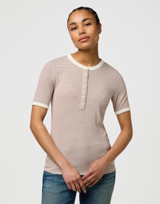 Slim Femme Knit Henley in Cognac main view