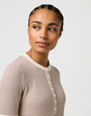 Slim Femme Knit Henley in Cognac alternative view 3