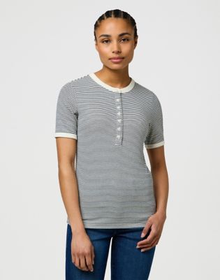 Slim Femme Knit Henley in Navy main view