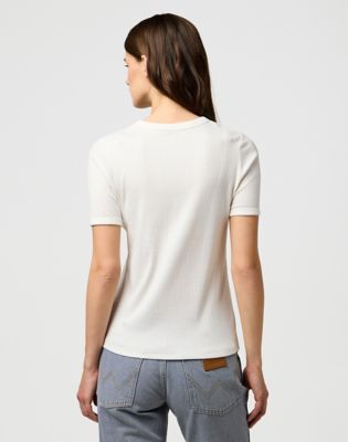 Slim Femme Knit Henley in Worn White alternative view